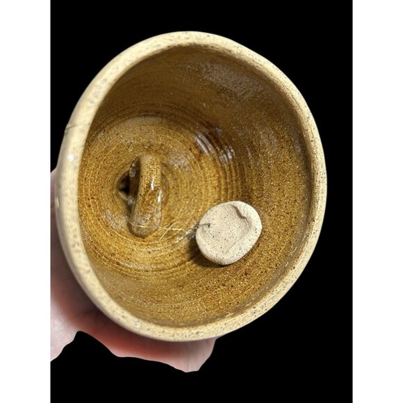 Vintage Artisan Clay/Stoneware Applied Floral Art Pottery 6" Bell Studio Signed - Picture 7 of 8
